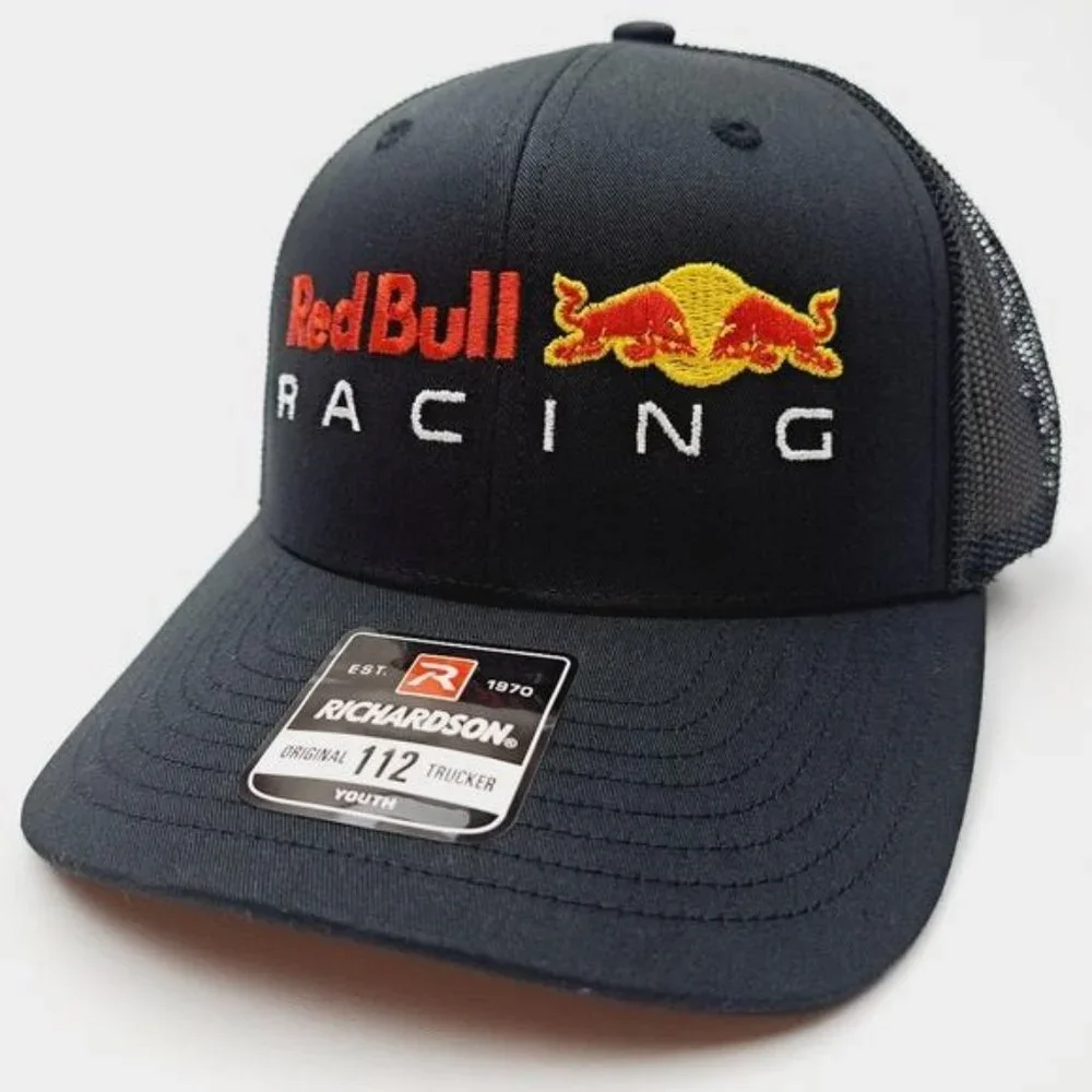 Embroidered Red Bull Richardson 112 Youth Trucker F1 Race Snapback Cap Hat Black - Picture 2 of 4